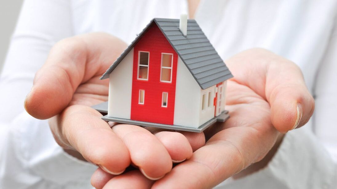 hands holding miniature house
